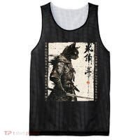 Samurai Cat Warrior Ukiyo Ink Artwork Cat Samurai Mesh Reversible Basketball Jersey Tank thumb 0