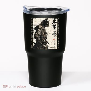 Samurai Cat Warrior Ukiyo Ink Artwork Cat Samurai Tumbler