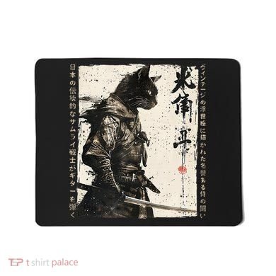 Samurai Cat Warrior Ukiyo Ink Artwork Cat Samurai Mousepad