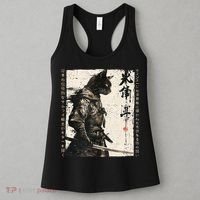 Samurai Cat Warrior Ukiyo Ink Artwork Cat Samurai Women's Tank Top thumb 3