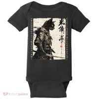 Samurai Cat Warrior Ukiyo Ink Artwork Cat Samurai Baby Bodysuit thumb 0