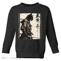 Samurai Cat Warrior Ukiyo Ink Artwork Cat Samurai Toddler Sweatshirt thumb 0