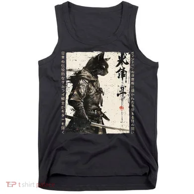 Samurai Cat Warrior Ukiyo Ink Artwork Cat Samurai Tank Top