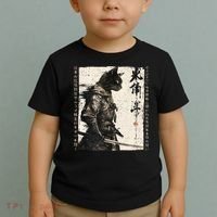 Samurai Cat Warrior Ukiyo Ink Artwork Cat Samurai Toddler T-Shirt thumb 2