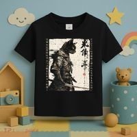 Samurai Cat Warrior Ukiyo Ink Artwork Cat Samurai Toddler T-Shirt thumb 3