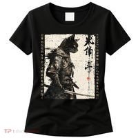 Samurai Cat Warrior Ukiyo Ink Artwork Cat Samurai Women's T-Shirt thumb 0