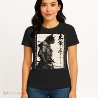 Samurai Cat Warrior Ukiyo Ink Artwork Cat Samurai Women's T-Shirt thumb 4