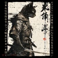 Samurai Cat Warrior Ukiyo Ink Artwork Cat Samurai Women's T-Shirt thumb 6