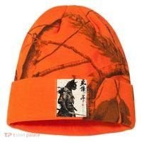 Samurai Cat Warrior Ukiyo Ink Artwork Cat Samurai Kati Licensed 12" Camo Cuffed Beanie thumb 0