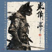 Samurai Cat Warrior Ukiyo Ink Artwork Cat Samurai Garment-Dyed Sweatshirt thumb 2