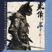 Samurai Cat Warrior Ukiyo Ink Artwork Cat Samurai Raglan Baseball Sleeve Shirt thumb 2