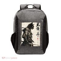 Samurai Cat Warrior Ukiyo Ink Artwork Cat Samurai Vector Backpack thumb 0