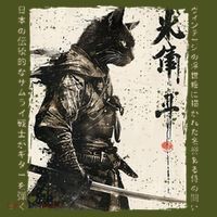 Samurai Cat Warrior Ukiyo Ink Artwork Cat Samurai The Baniff Cuffed Pom Beanie thumb 2
