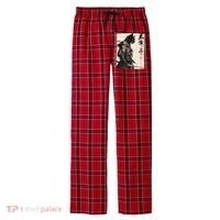 Samurai Cat Warrior Ukiyo Ink Artwork Cat Samurai Men's Flannel Plaid Pajama Pants thumb 0