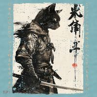 Samurai Cat Warrior Ukiyo Ink Artwork Cat Samurai Sueded Cloud Jersey T-Shirt thumb 2
