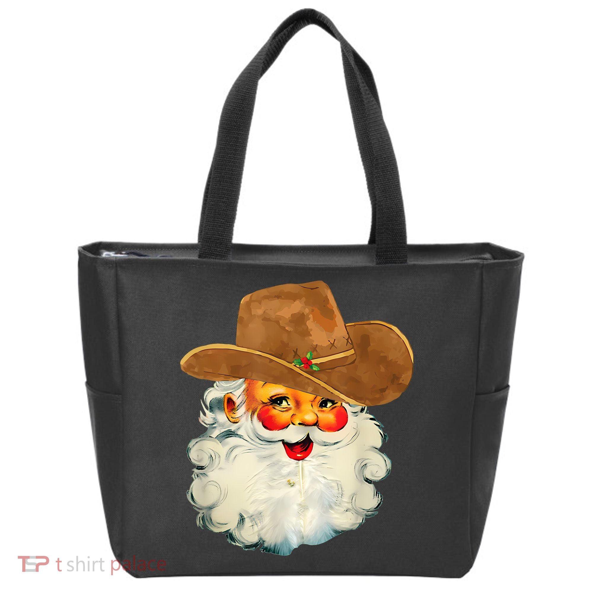 Santa Cowboy Western Christmas Xmas Holiday Pajamas Tote Bag