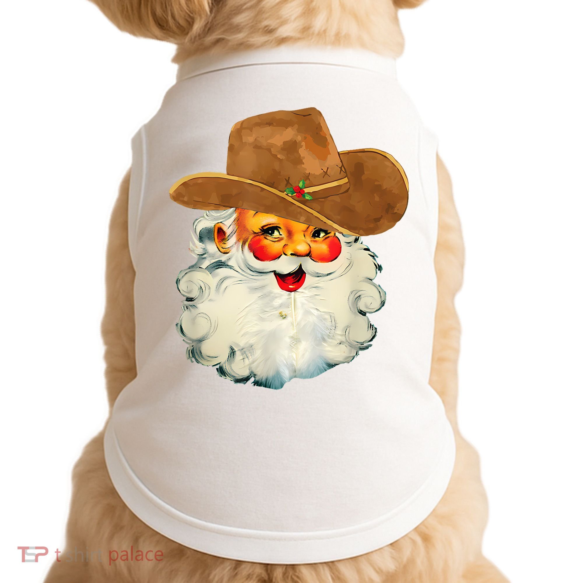 Santa Cowboy Western Christmas Xmas Holiday Pajamas Doggie Tank