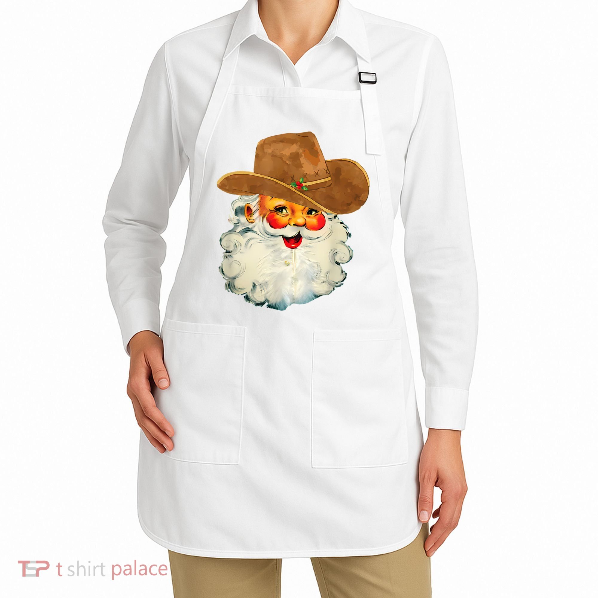 Santa Cowboy Western Christmas Xmas Holiday Pajamas Apron