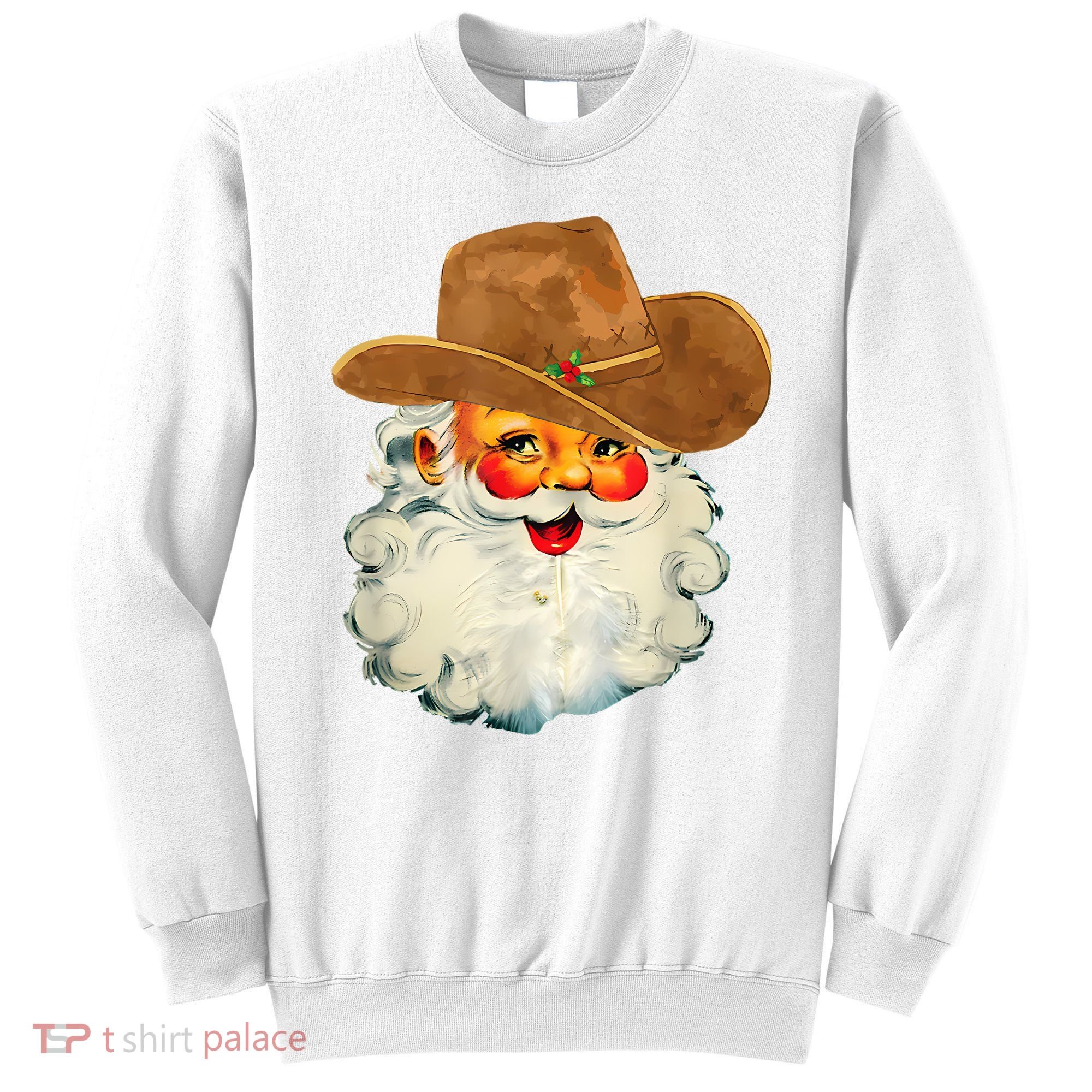 Santa Cowboy Western Christmas Xmas Holiday Pajamas Sweatshirt