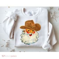 Santa Cowboy Western Christmas Xmas Holiday Pajamas Sweatshirt thumb 2