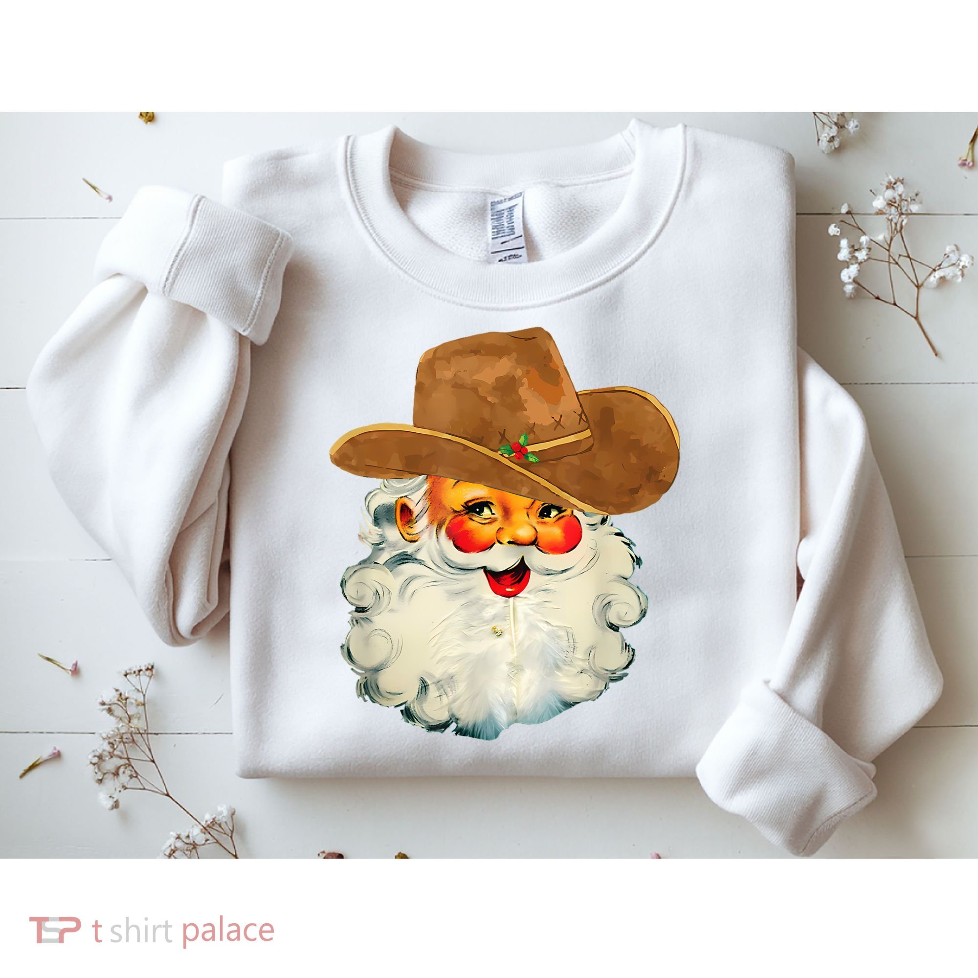 Santa Cowboy Western Christmas Xmas Holiday Pajamas Sweatshirt