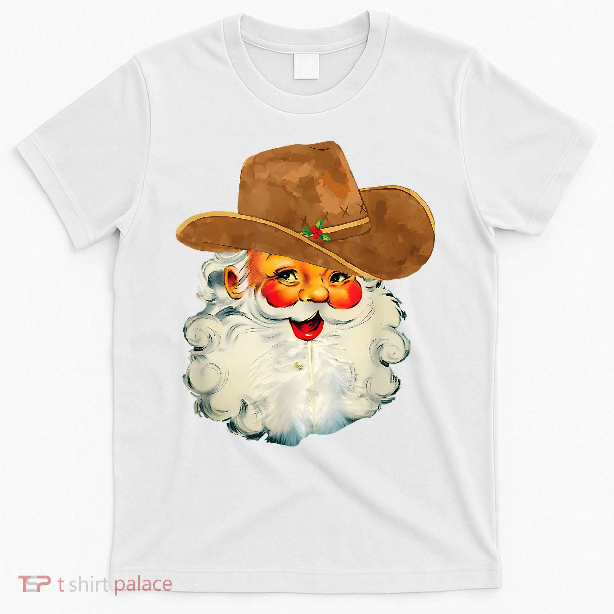 Santa Cowboy Western Christmas Xmas Holiday Pajamas T-Shirt