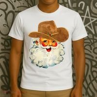 Santa Cowboy Western Christmas Xmas Holiday Pajamas T-Shirt thumb 3