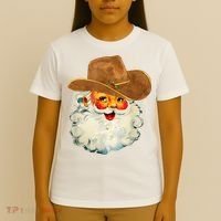 Santa Cowboy Western Christmas Xmas Holiday Pajamas T-Shirt thumb 4