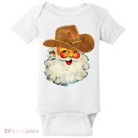 Santa Cowboy Western Christmas Xmas Holiday Pajamas Baby Bodysuit thumb 0