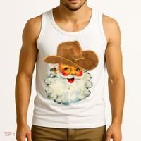 Santa Cowboy Western Christmas Xmas Holiday Pajamas Tank Top thumb 3