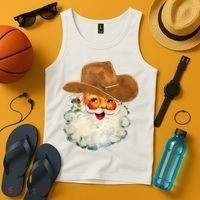 Santa Cowboy Western Christmas Xmas Holiday Pajamas Tank Top thumb 4