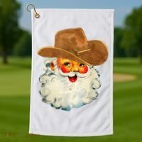 Santa Cowboy Western Christmas Xmas Holiday Pajamas Golf Towel thumb 1