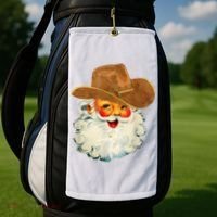 Santa Cowboy Western Christmas Xmas Holiday Pajamas Golf Towel thumb 2