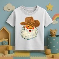 Santa Cowboy Western Christmas Xmas Holiday Pajamas Toddler T-Shirt thumb 3