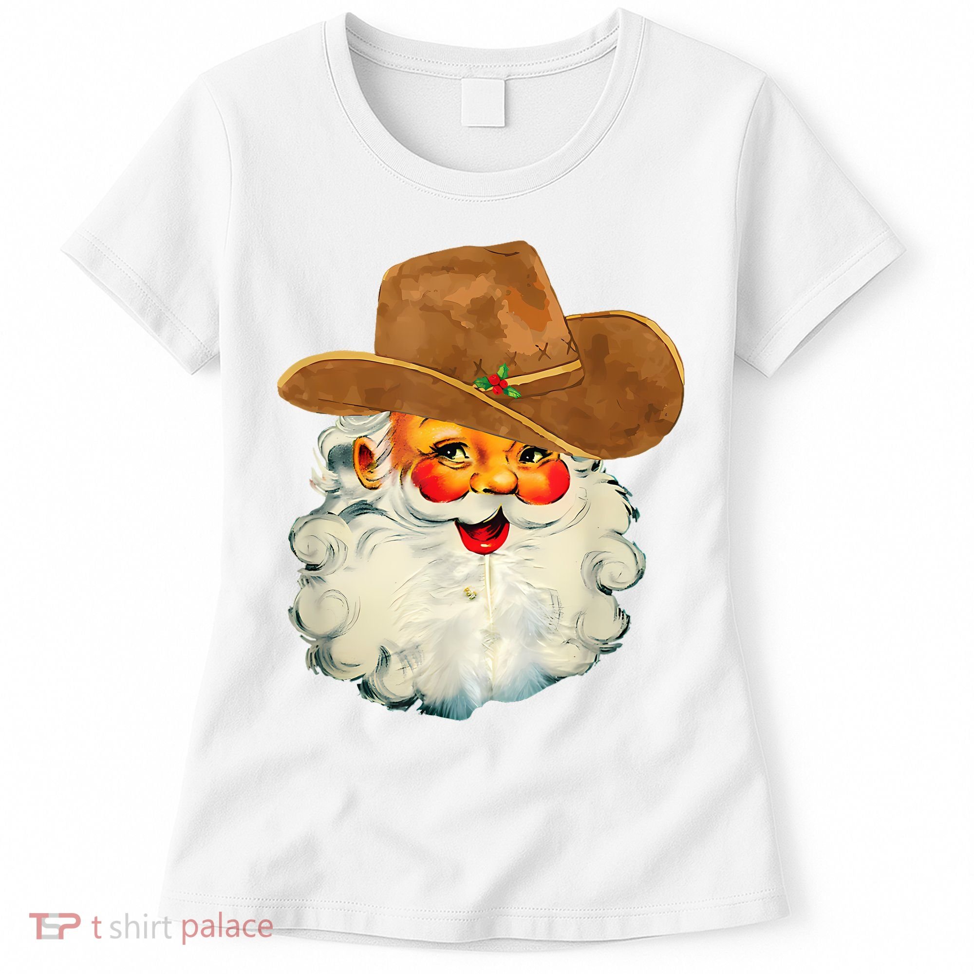 Santa Cowboy Western Christmas Xmas Holiday Pajamas Women's T-Shirt