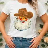 Santa Cowboy Western Christmas Xmas Holiday Pajamas Women's T-Shirt thumb 2