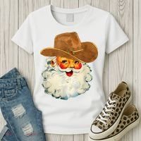 Santa Cowboy Western Christmas Xmas Holiday Pajamas Women's T-Shirt thumb 3