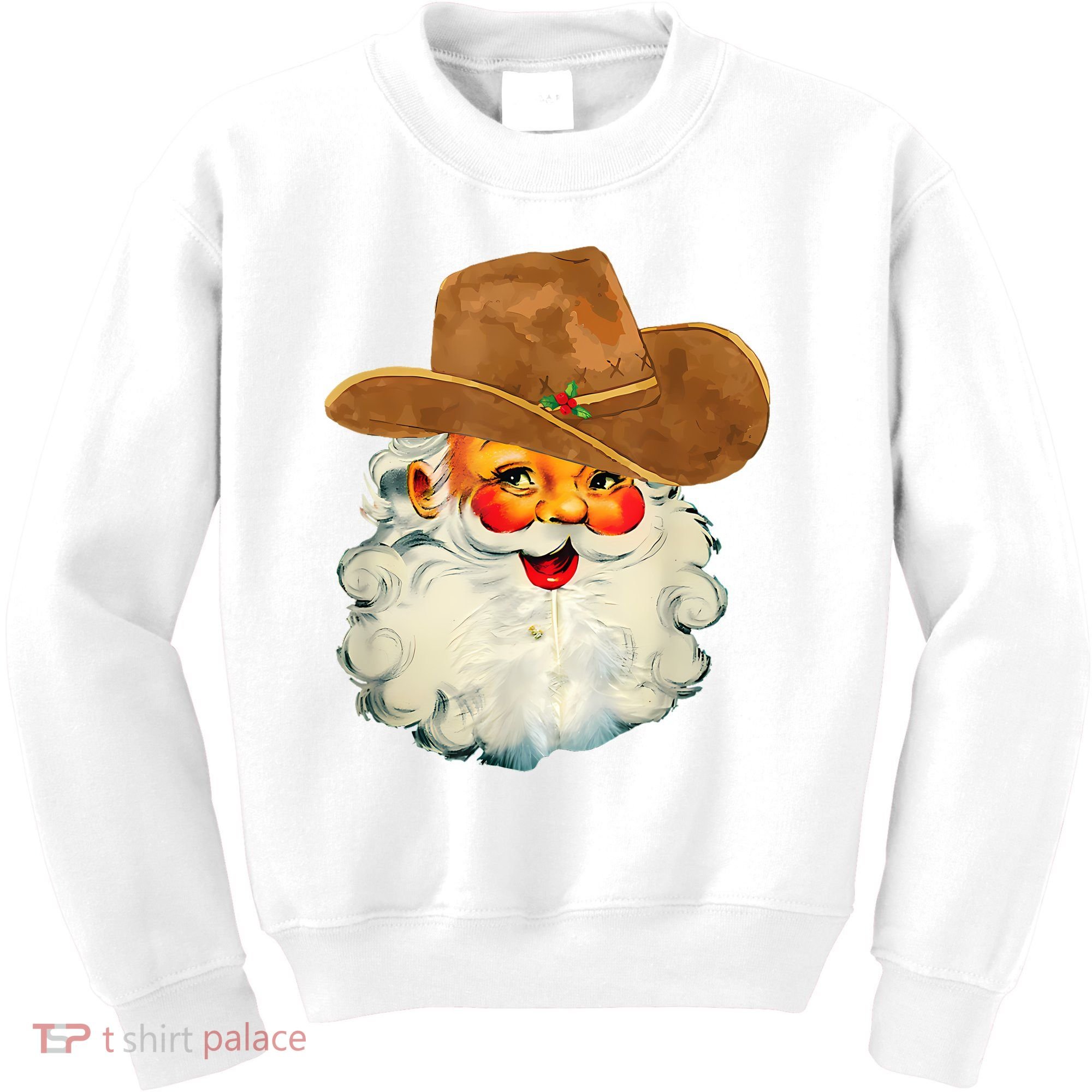 Santa Cowboy Western Christmas Xmas Holiday Pajamas Kids Sweatshirt