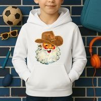 Santa Cowboy Western Christmas Xmas Holiday Pajamas Kids Hoodie thumb 2