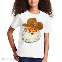 Santa Cowboy Western Christmas Xmas Holiday Pajamas Kids T-Shirt thumb 2