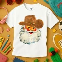 Santa Cowboy Western Christmas Xmas Holiday Pajamas Kids T-Shirt thumb 3