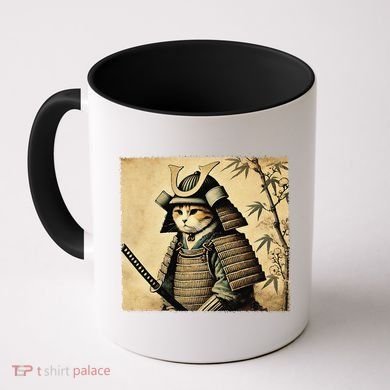 Samurai Cat Warrior Vintage Japanese Art Samurai Armor Coffee Mug
