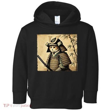 Samurai Cat Warrior Vintage Japanese Art Samurai Armor Toddler Hoodie