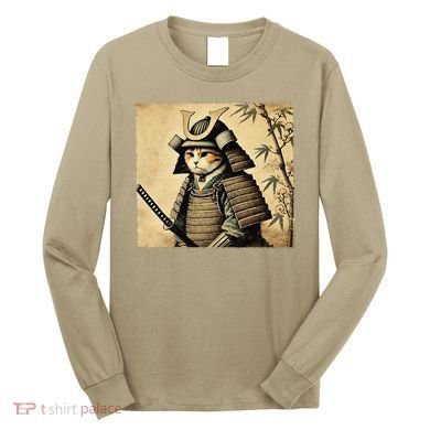 Samurai Cat Warrior Vintage Japanese Art Samurai Armor Long Sleeve Shirt