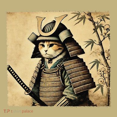 Samurai Cat Warrior Vintage Japanese Art Samurai Armor Long Sleeve Shirt