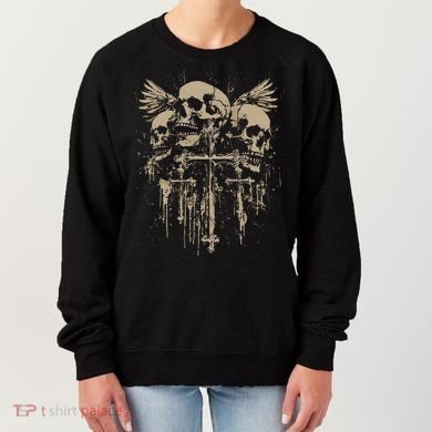 Skull Cross Wings Goth Alt Grunge Gothic Emo Aesthetic Women's Sweatshirt