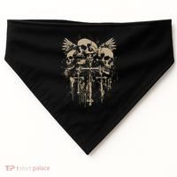 Skull Cross Wings Goth Alt Grunge Gothic Emo Aesthetic USA-Made Doggie Bandana thumb 0