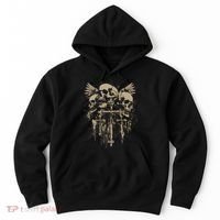 Skull Cross Wings Goth Alt Grunge Gothic Emo Aesthetic Hoodie thumb 0