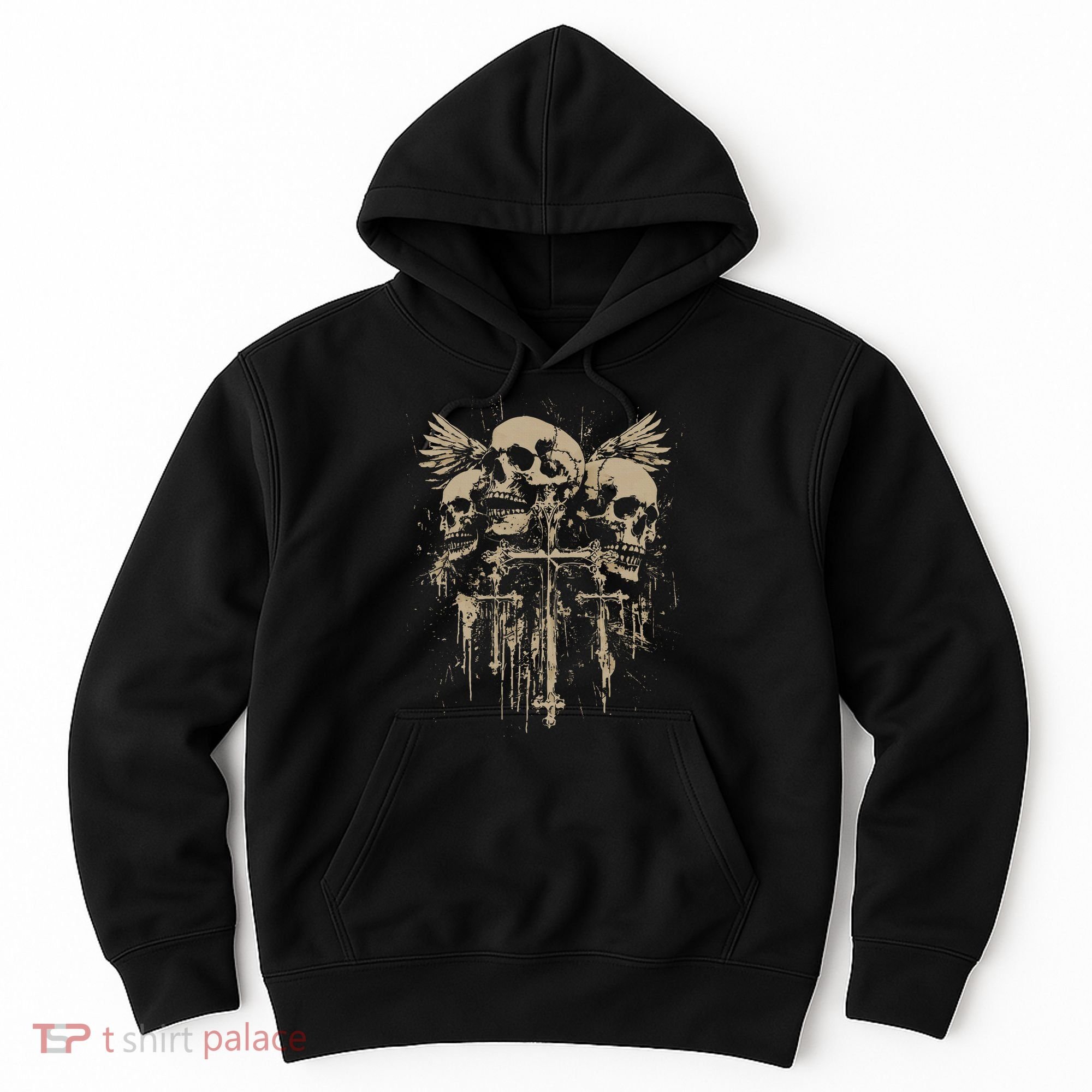Skull Cross Wings Goth Alt Grunge Gothic Emo Aesthetic Hoodie