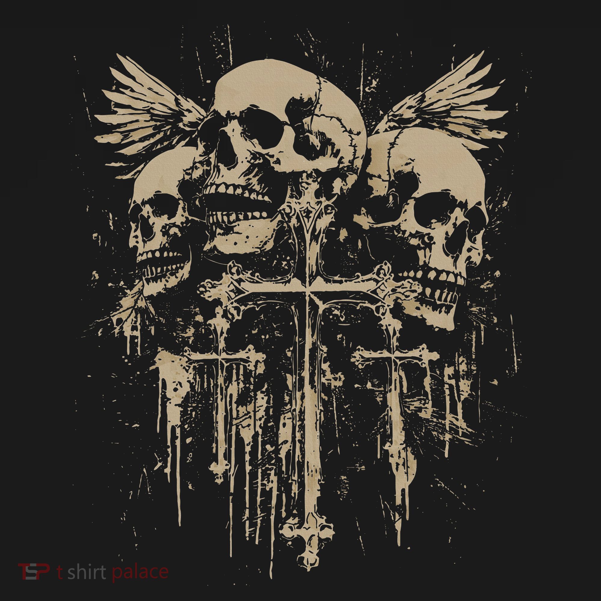 Skull Cross Wings Goth Alt Grunge Gothic Emo Aesthetic Hoodie